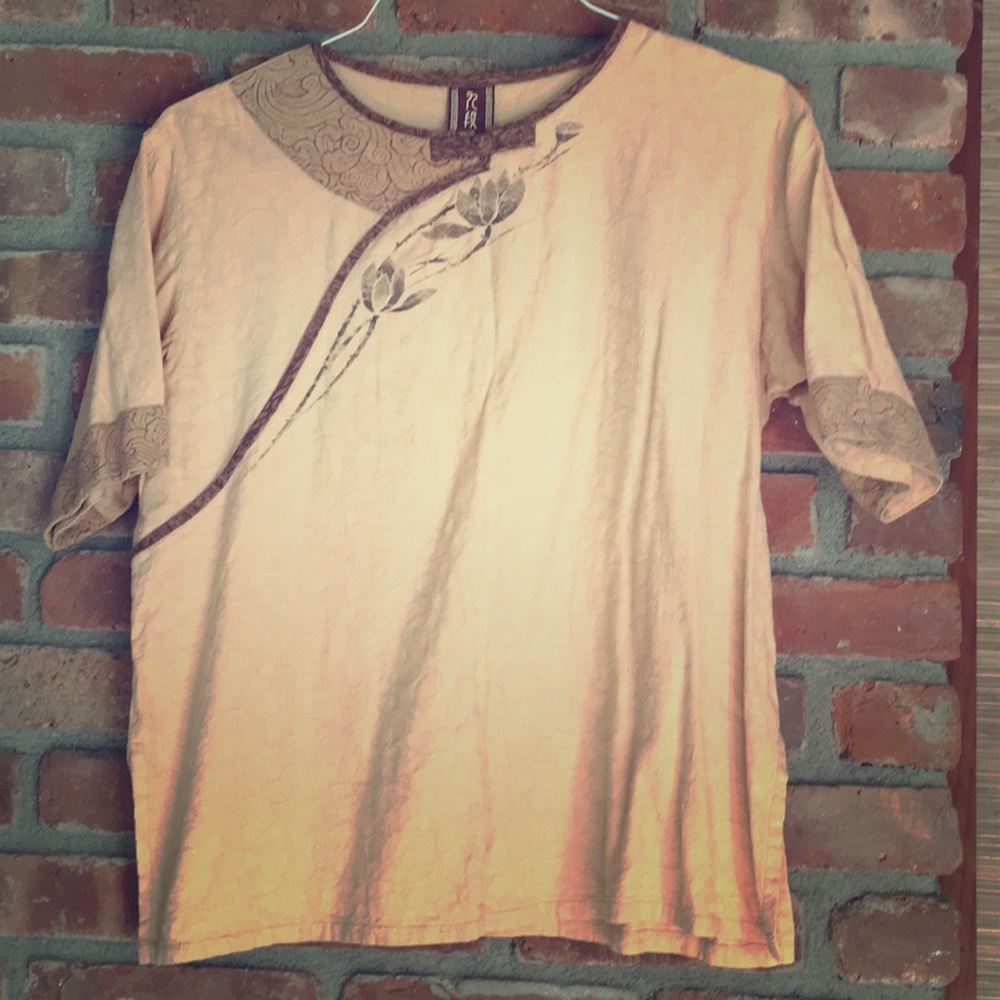 Chinese inspired tan top
